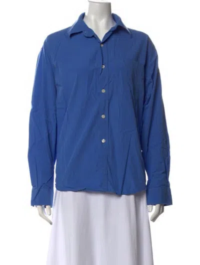 Pre-owned Mfpen Long Sleeve Button-up Top In Blue