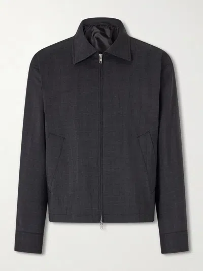 Mfpen Mail Prince Of Wales Checked Wool-twill Jacket In Black