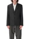 Mfpen Gray Single Breasted Blazer In Dark_grey_twist
