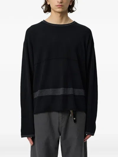 Mfpen Merino Wool Panelled T-shirt In Black