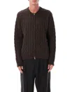 Mfpen Brown Wool Cable Editor Zip Sweater In Brown