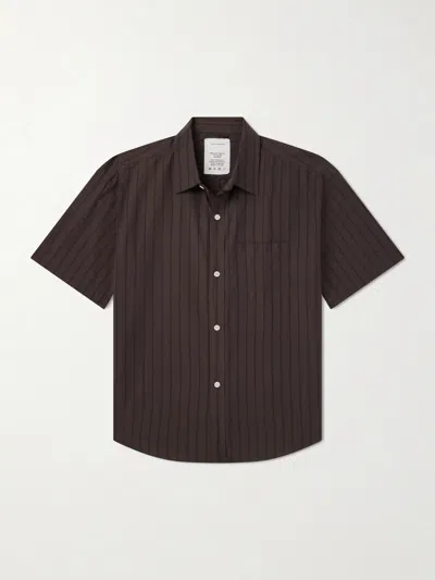 Mfpen New Input Striped Cotton-poplin Shirt In Brown