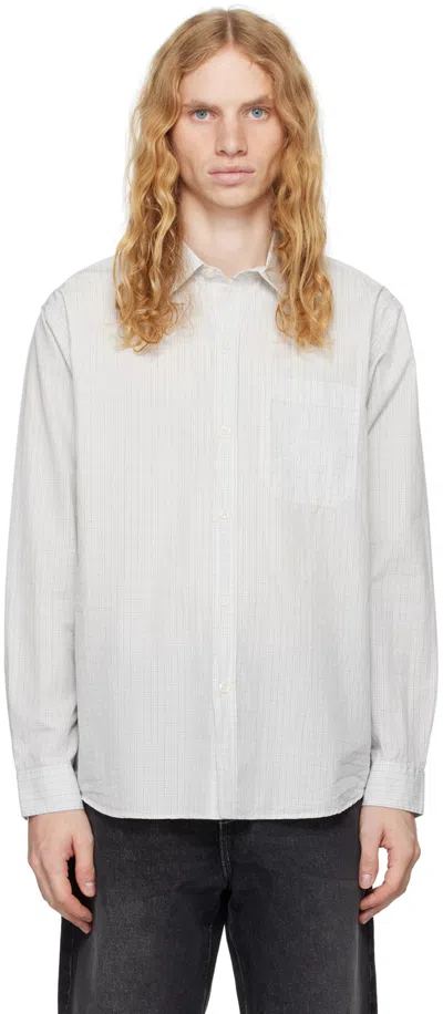 Mfpen Off-white Evening Shirt In White Mini Stripe