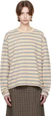 Mfpen Off-white Wide Stripe Sweater In Greige