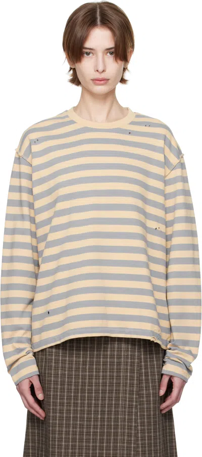 Mfpen Off-white Wide Stripe Sweater In Greige