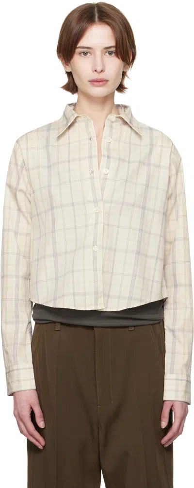 Mfpen Off-white Writers Shirt In Ivory Check