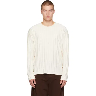 Mfpen Off-white Round Neck Sweater In Ecru Inverted Ajour