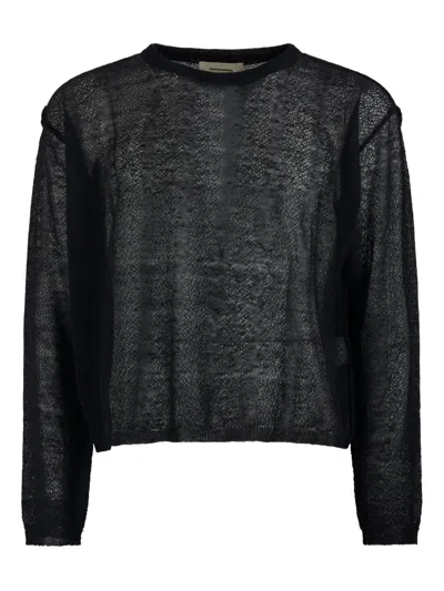 Mfpen Open-work Long-sleeve T-shirt In Black