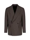 Mfpen Brown Double Breasted Blazer In Brown