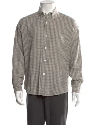Pre-owned Mfpen Plaid Print Long Sleeve Shirt In Grey