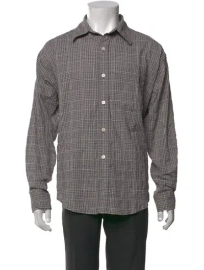 Pre-owned Mfpen Plaid Print Long Sleeve Shirt In Grey