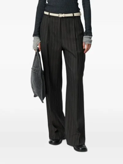 Mfpen Primary Pinstripe-pattern Tailored Trousers In Black