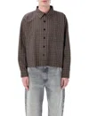 Mfpen Checked Cotton And Linen-blend Shirt In Brown Linen Check