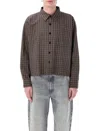 Mfpen Checked Cotton And Linen-blend Shirt In Brown Linen Check
