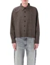 Mfpen Checked Cotton And Linen-blend Shirt In Brown Linen Check