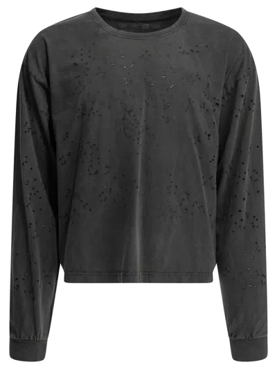 Mfpen Relaxed Ls Crewneck Black Organic Cotton T-shirt In Multi