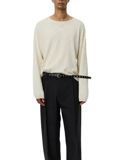 Mfpen Relaxed-fit Beige Jumper With Textured Fabric In White