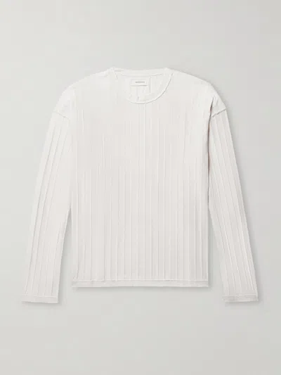 Mfpen Ribbed Cotton-jersey T-shirt In Neutral