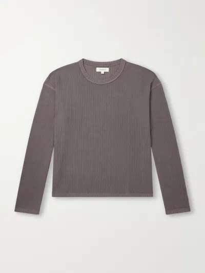 Mfpen Ribbed Organic Cotton Sweater In Brown