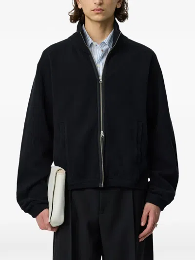 Mfpen Ribbed-knit Zip-up Sweater In Black