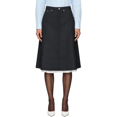 Mfpen Gray Rivet Vent Midi Skirt In Dark Grey