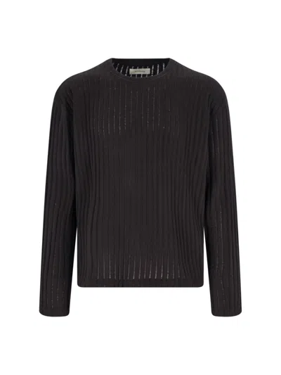 Mfpen Classic Knit Brown Sweater With Ribbed Details In Black