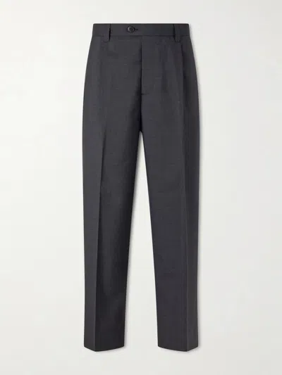 Mfpen Service Pleated Wool Trousers In Black