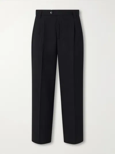 Mfpen Service Straight-leg Cotton-blend Hopsack Trousers In Black