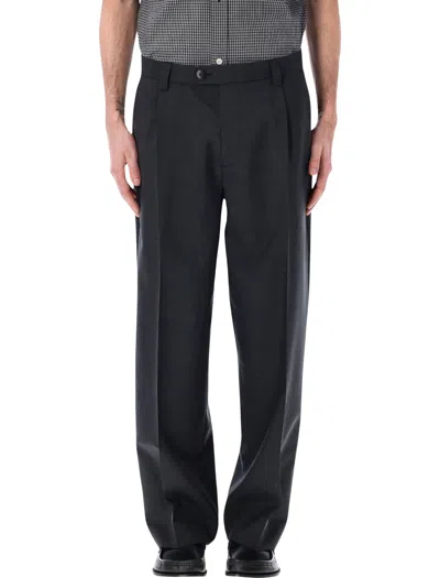 Mfpen Service Wide Straight Tropical Wool Trousers In Black