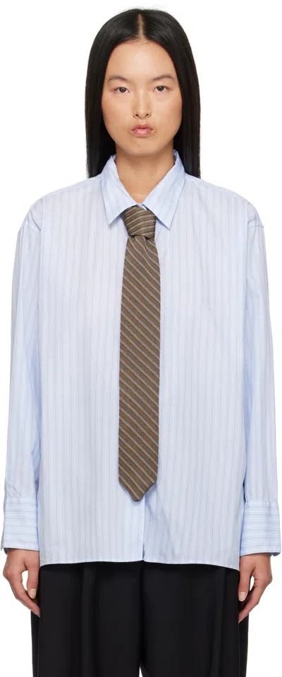 Mfpen Ssense Exclusive Blue Irregular Shirt In Blue Stripe
