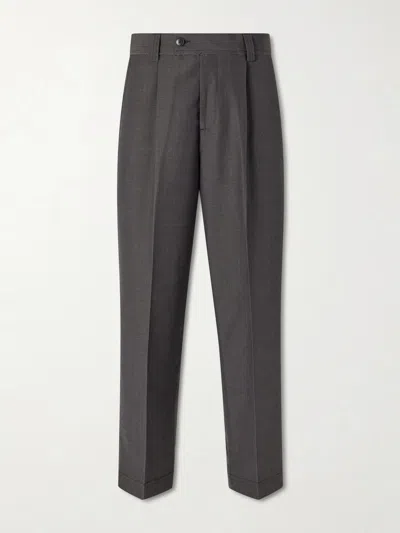 Mfpen Classic Light Taupe Wide Straight Wool Trousers In Brown