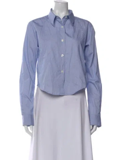 Pre-owned Mfpen Striped Long Sleeve Button-up Top In Blue