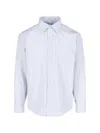 Mfpen Evening Pinstriped Cotton-poplin Shirt In Light Blue