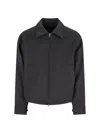 Mfpen Structured Brown Jacket With Front Zipper In Gray