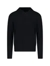 Mfpen Fuzzy Black V-neck Organic Cotton Sweater