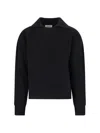 Mfpen Open Collar Ribbed Knit Sweater In Black