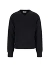 Mfpen Open Collar Ribbed Knit Sweater In Black