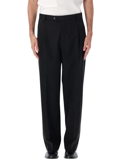 Mfpen Tailored Pleated Trousers In Muted Black