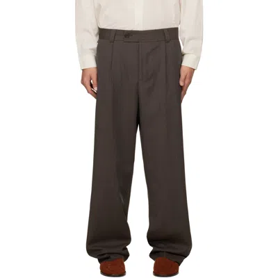Mfpen Taupe Patch Trousers In Taupe Wool Twill