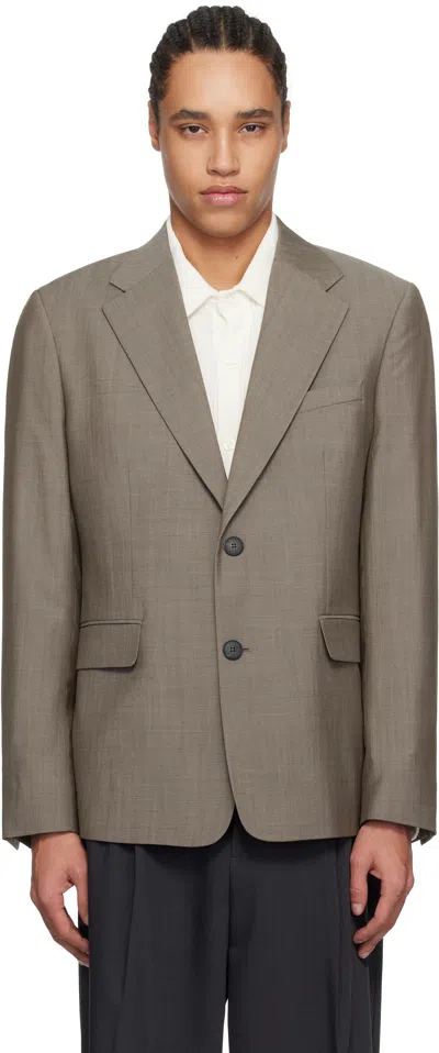 Mfpen Taupe Single Breasted Blazer In Taupe Wool