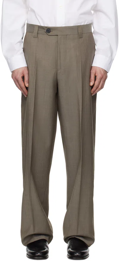 Mfpen Taupe Study Trousers In Taupe Wool
