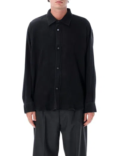 Mfpen Textured Button-up Shirt In Black Fuzz