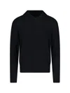 Mfpen Fuzzy Black V-neck Organic Cotton Sweater In Black