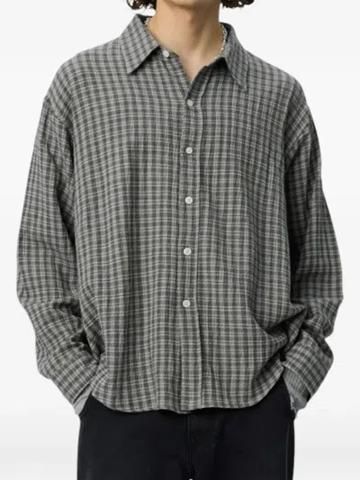 Mfpen Vacation Check-pattern Vacation Shirt In Gray