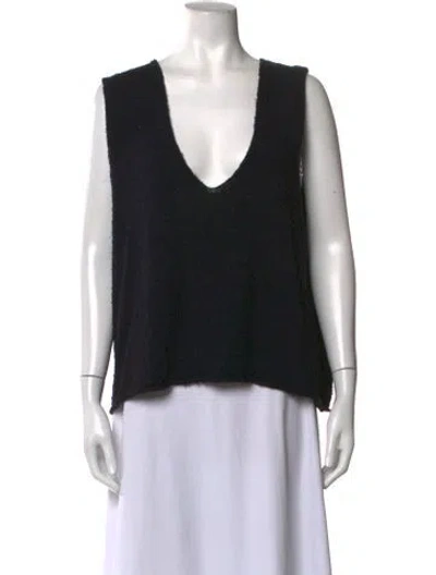 Pre-owned Mfpen V-neck Sleeveless Top In Black
