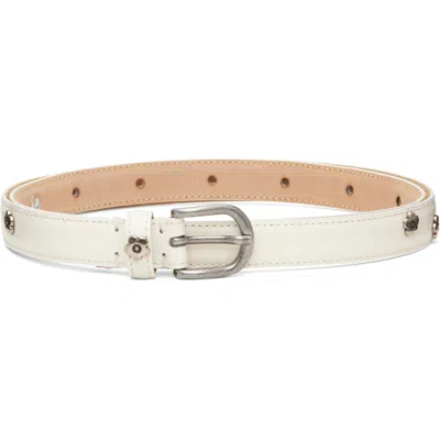 Mfpen White Leather Purpose Belt In Rivet White Polido