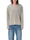 Mfpen Wide Stripe Sweatshirt In Grey Beige Stripe