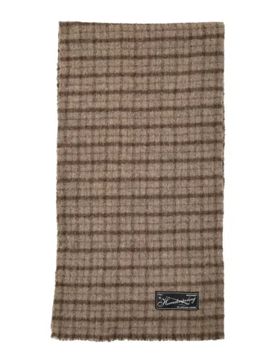 Mfpen Wool Scarf In Brown Check