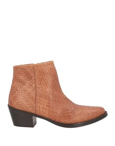 Mfw Collection Woman Ankle Boots Brown Size 8 Leather
