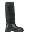 Mfw Collection Woman Knee Boots Black Size 10 Soft Leather In Black